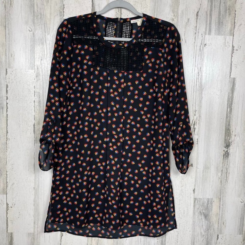 Meadow Rue Anthropologie Darney‎ Crochet Blouse tunic floral print flowy small